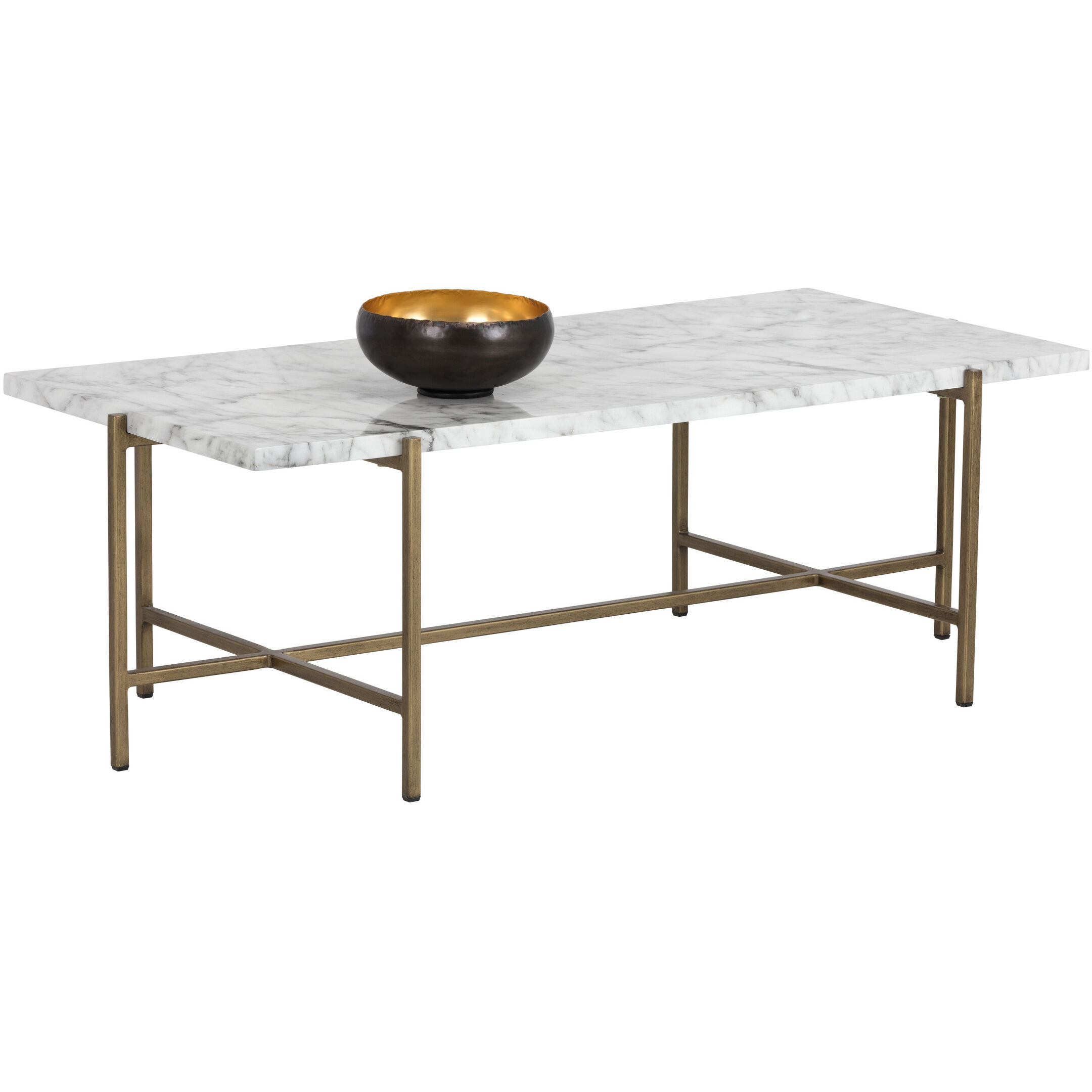 Solana 47 X 23.5 inch White / Antique Brass Coffee Table